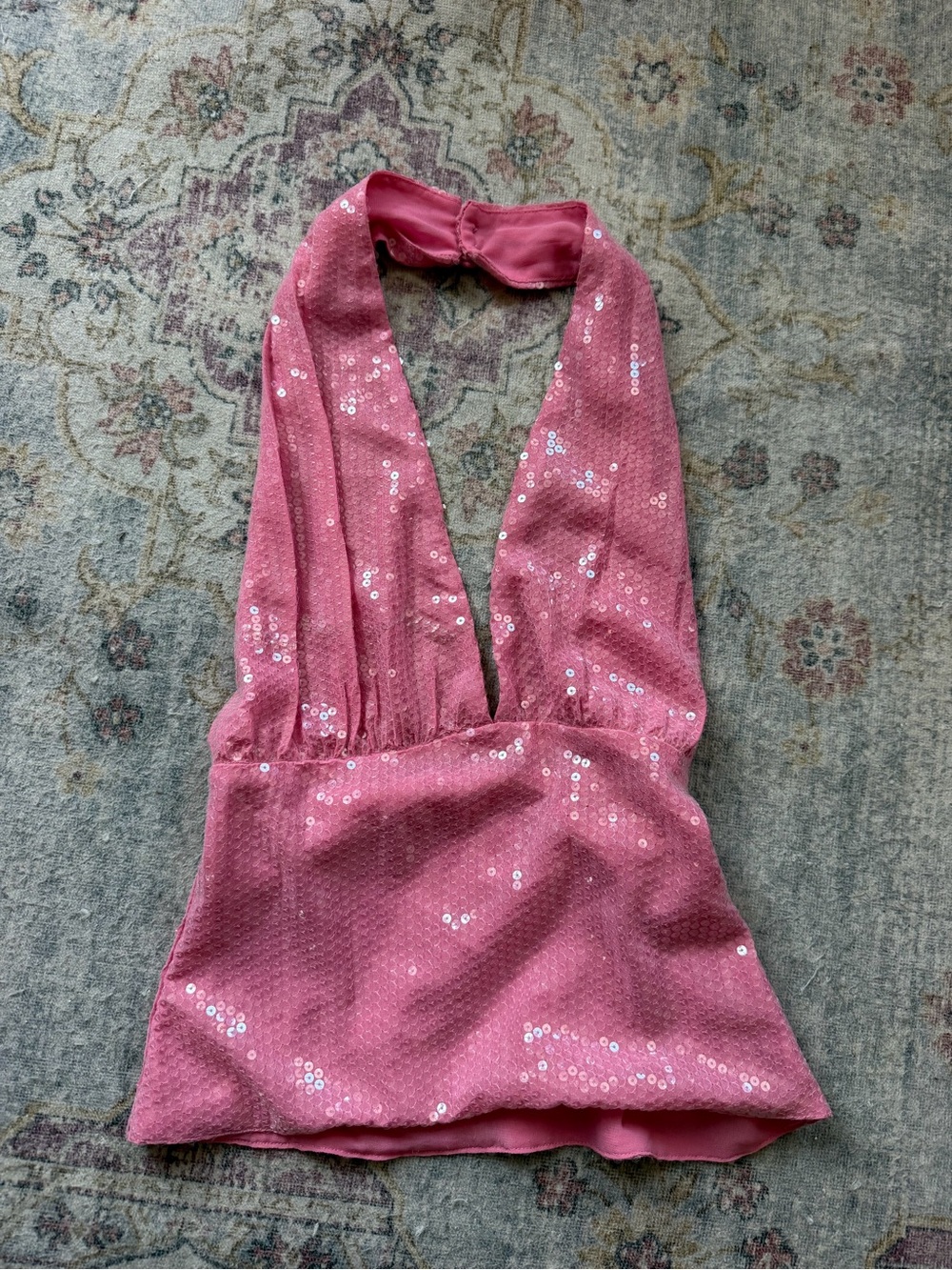Miaou Sequined Pink Halter One-Piece